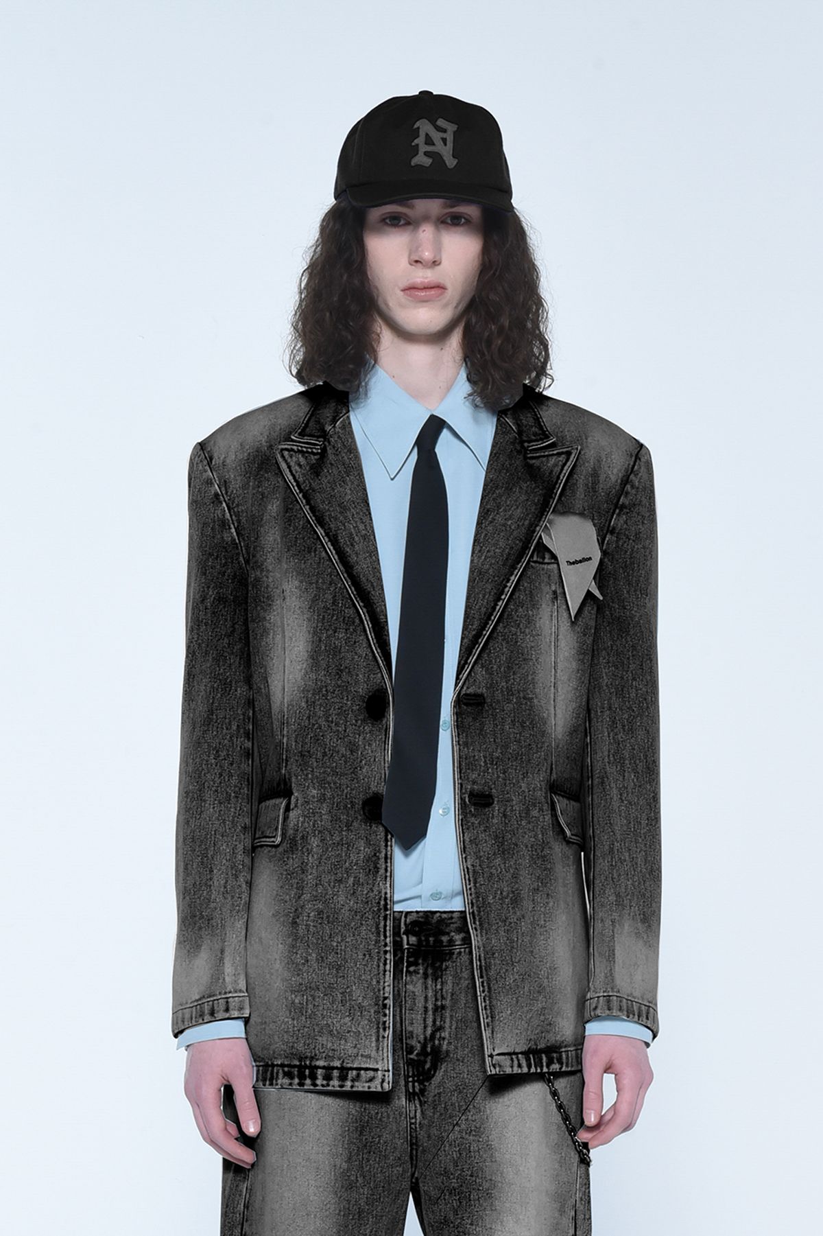 더발론(THE BALLON) MENS DESTROYED BLACK DENIM JACKET
