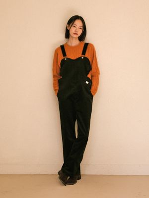 코듀로이 하트 오버올_다크 그린