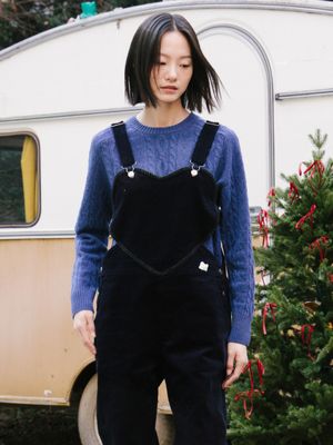 코듀로이 하트 오버올_네이비