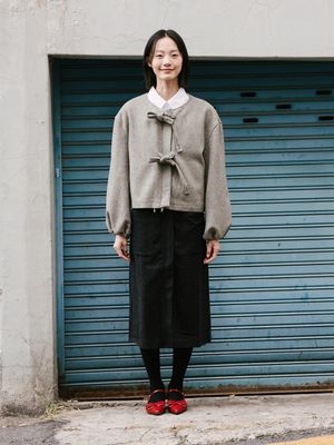 울 트위드 리본 자켓