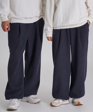 [2PACK]와이드 원턱 코듀로이 기모 스트링 팬츠 [다크네이비]