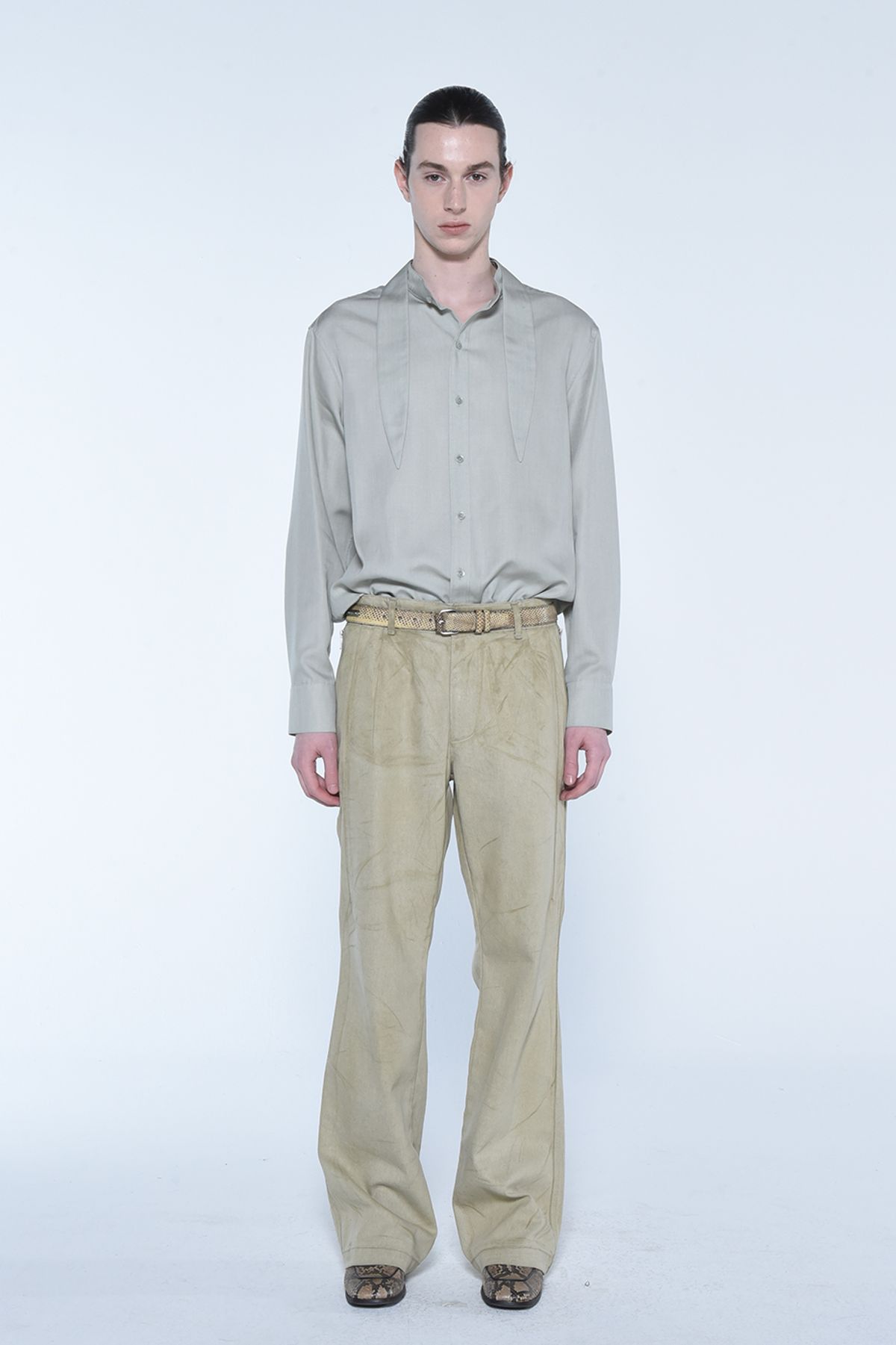 더발론(THE BALLON) MILLER WIDE COATING JEANS_OLIVE