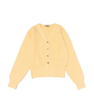 에센셜 와이넥 골지 니트 카디건 (레몬)