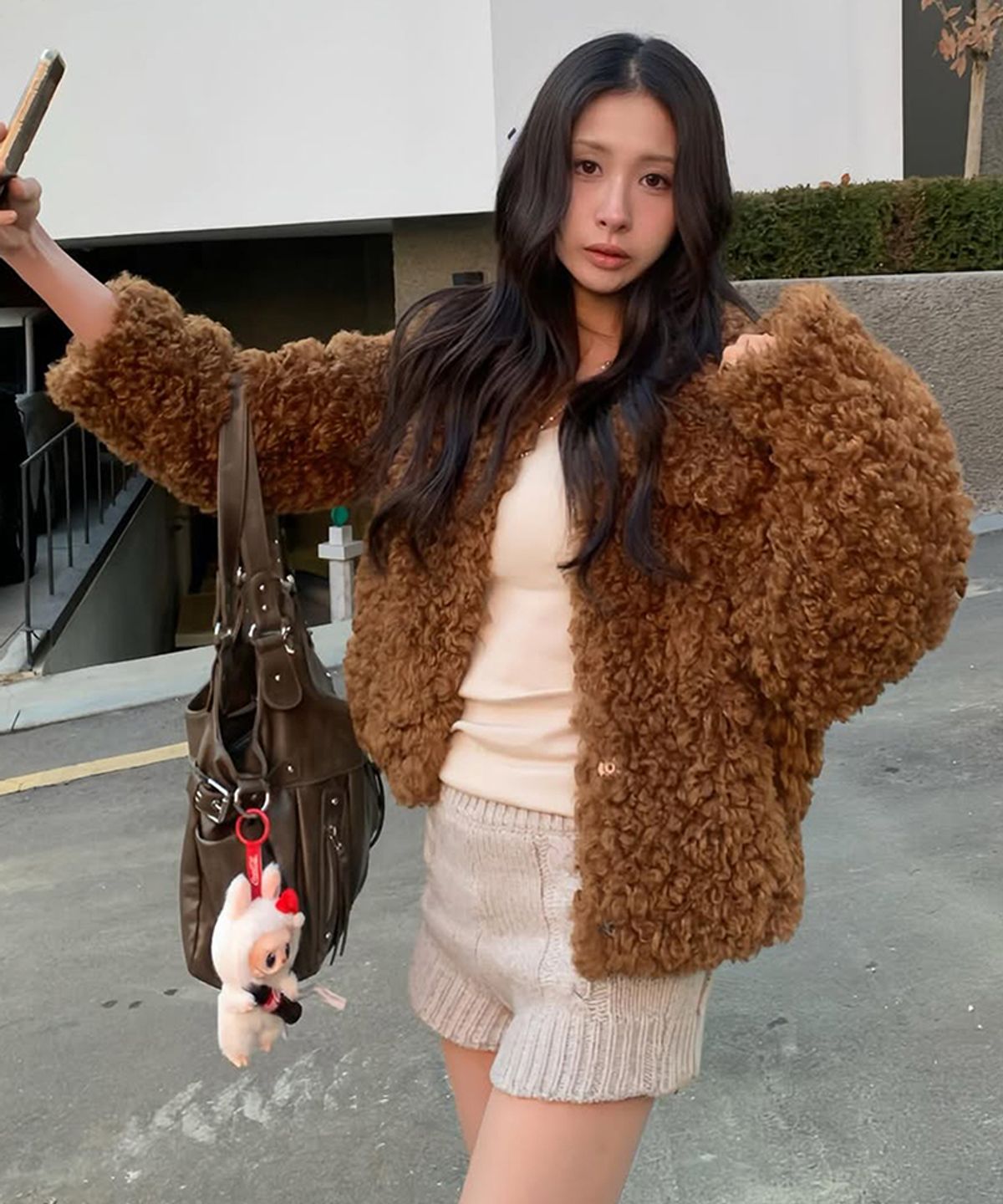 레프트서울(LEFTSEOUL) 시어링 퍼 자켓 [브라운]