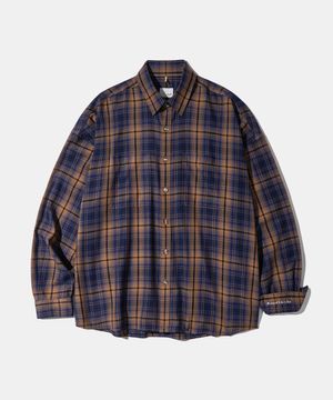 Layered Camel Navy Mood Check Shirt S165