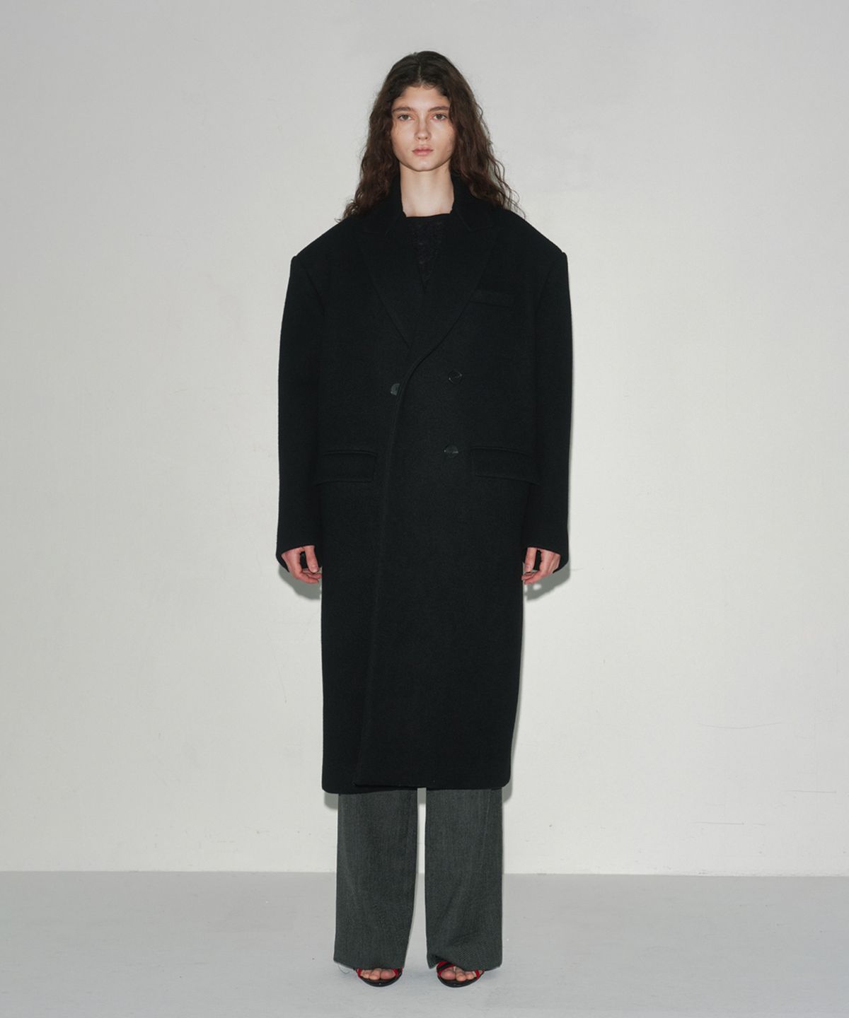 에스이오(s/e/o) OVERSIZED DOUBLE BREASTED COAT BLACK