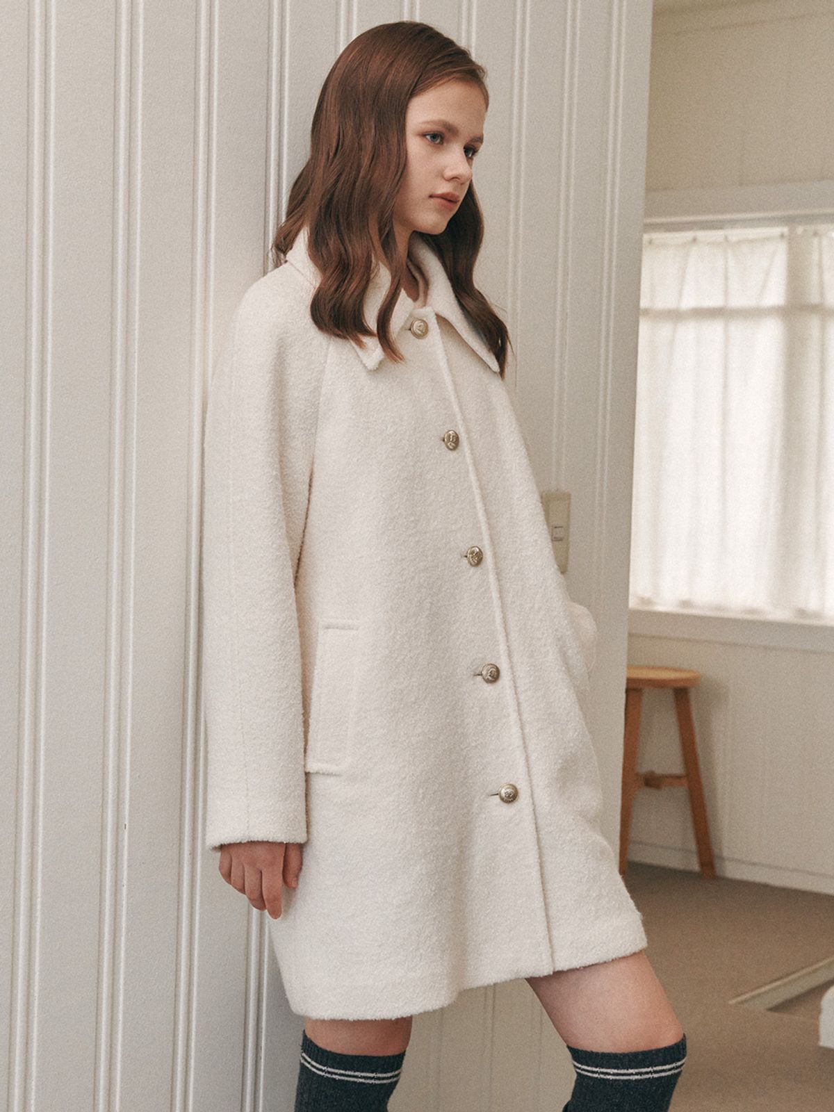 리에떼(REETE) boucle single back half coat- U1F41WCT010