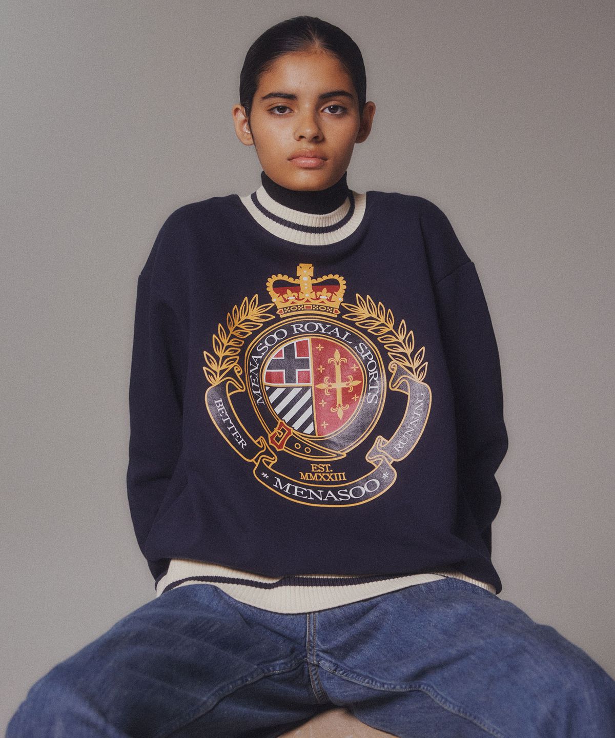 미나수(MENASOO) Menasoo Heritage Heavy Sweatshirt_Navy_기모원단