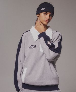 Color Combination Sweatshirt_Gray_기모원단