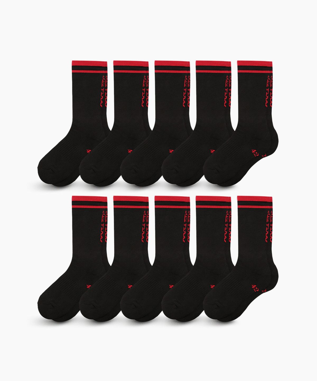 미나수(MENASOO) [10 PACK] RUNNING CREW FLOGGER FIT SOCKS_LONG_BLACK