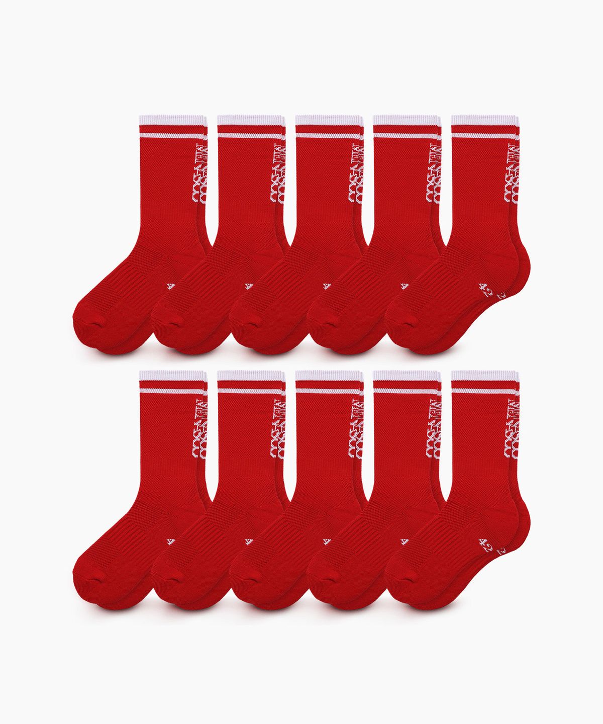 미나수(MENASOO) [10 PACK] RUNNING CREW FLOGGER FIT SOCKS_LONG_RED