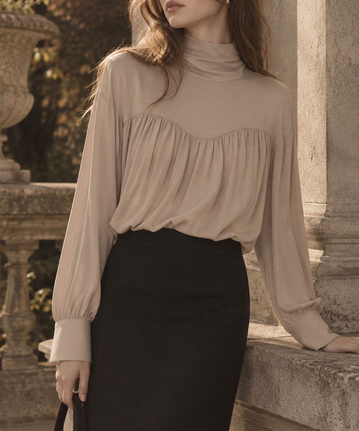 메이버유(MAYVERU) Analeigh Tie Blouse _ Beige