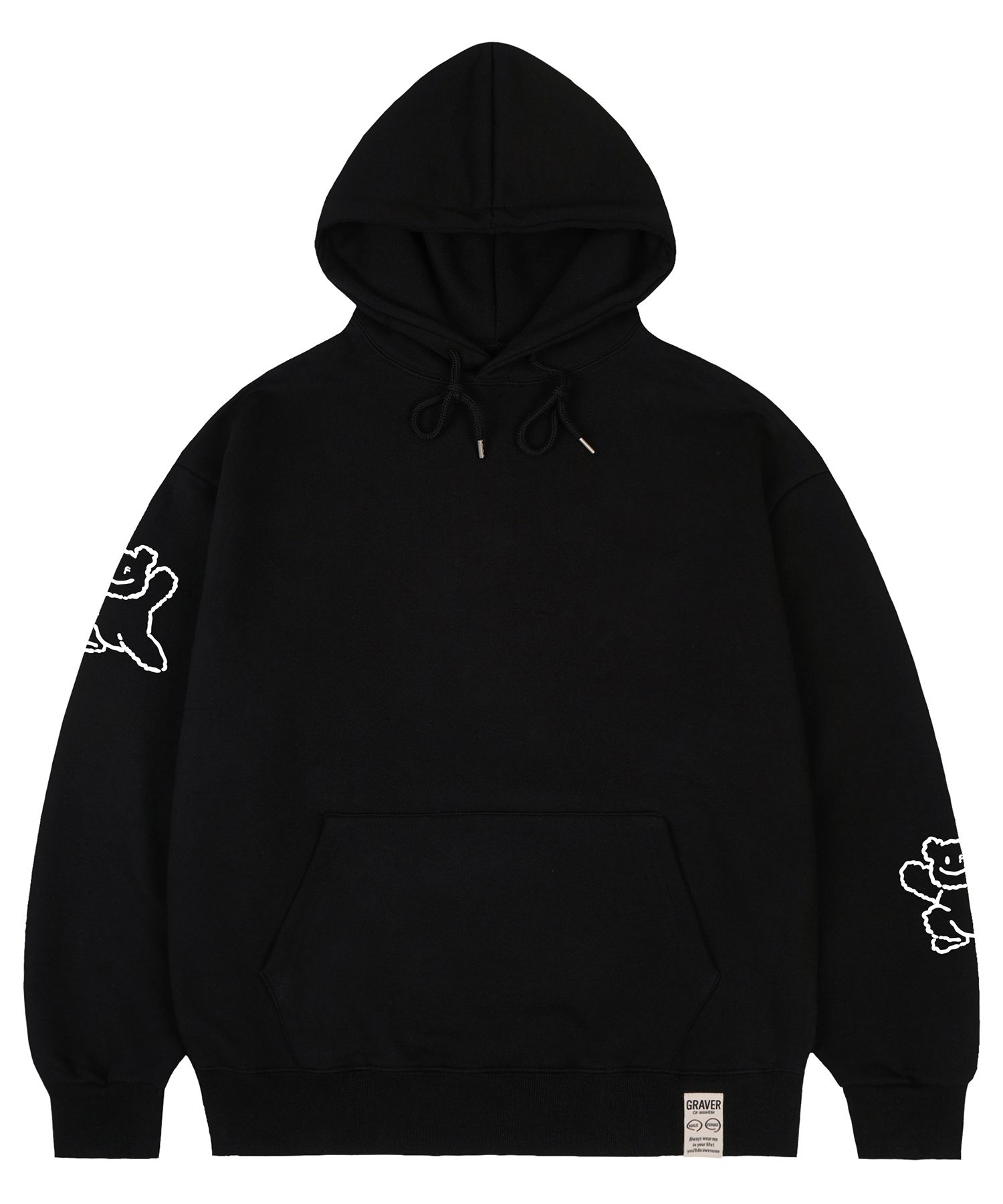 MUSINSA | GRAVER [UNISEX]Multi-line Bear Smile Hoodie_Black