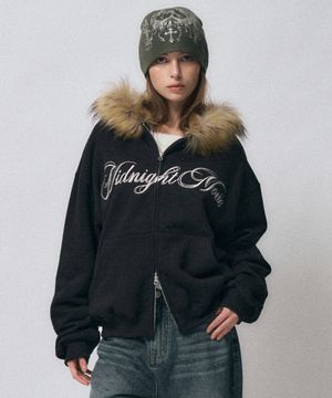 hair hood zip up [black]