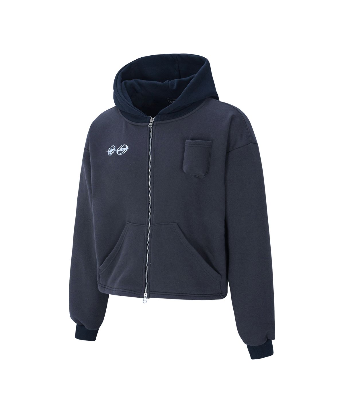 엔드파이브클럽(ANDFIVECLUB) double logo cigarétte pocket hood zip-up[grey]