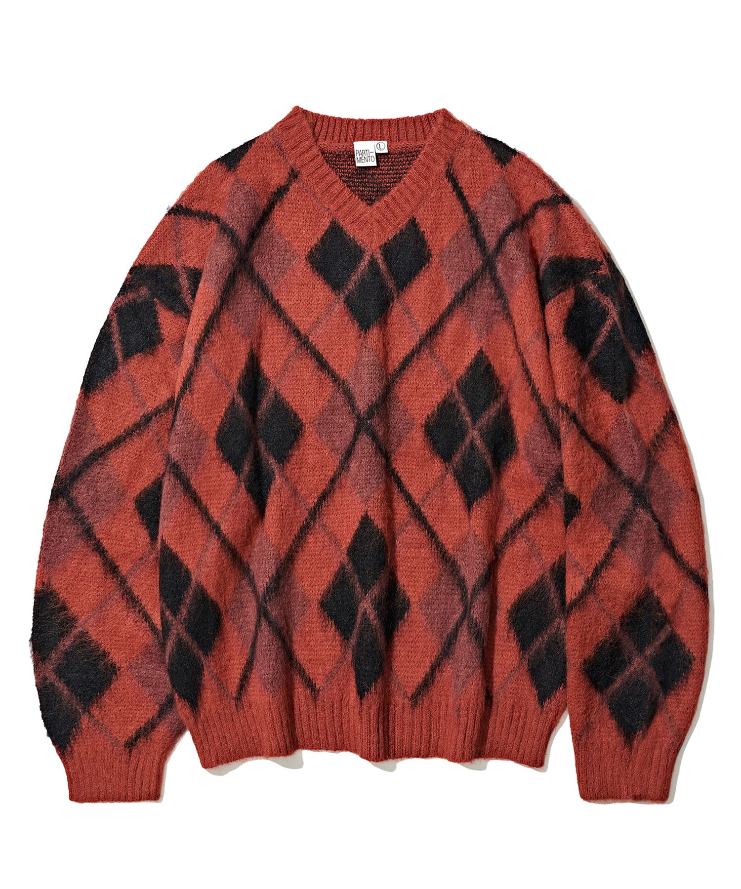 ★PARTIMENTO★ Brushed Argyle V Neck Knit Blue MUSINSA | PARTIMENTO Brushed Argyle V Neck Knit Blue