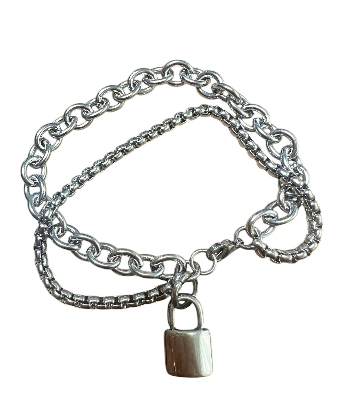 스케이터락(SK8ER ROCK) Layered Chain Surgical Steel Bracelet ((steel))