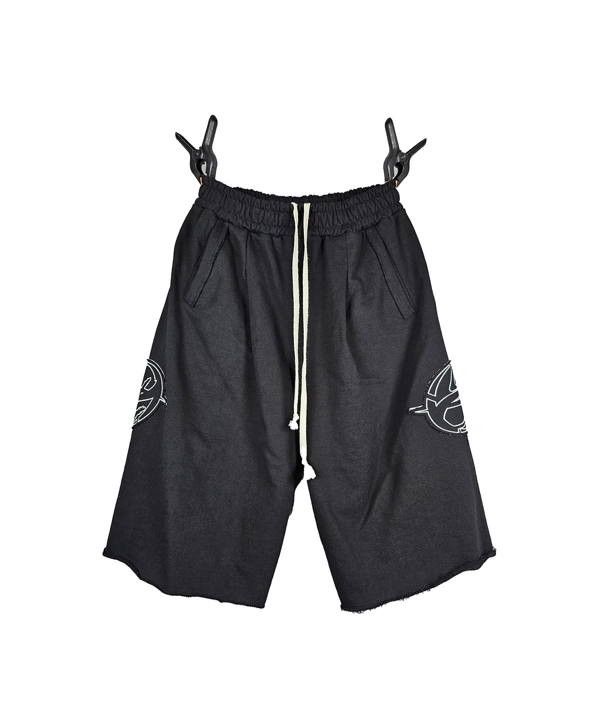 엔드파이브클럽(ANDFIVECLUB) applique embroidery bermuda sweatpants[black]