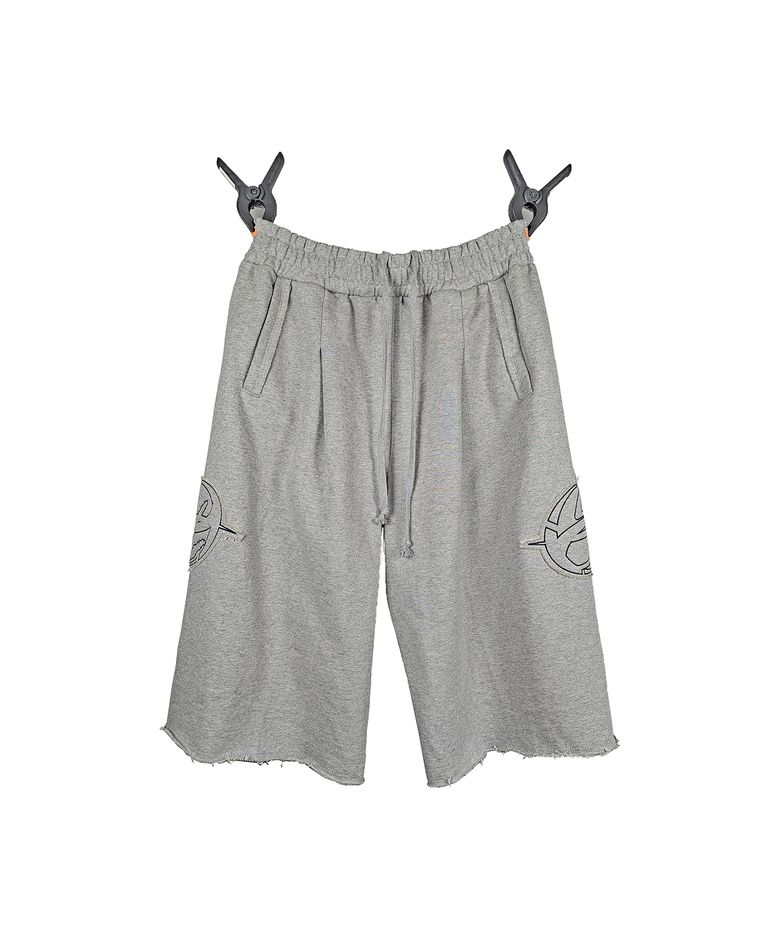applique embroidery bermuda sweatpants[grey]