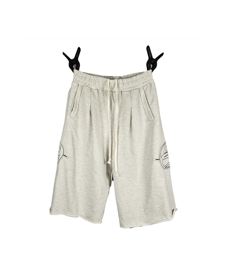 applique embroidery bermuda sweatpants[oatmeal]