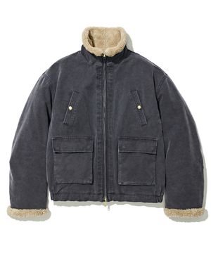 VTG 워시드 보아 플리스 무톤 자켓 블루쉬 차콜