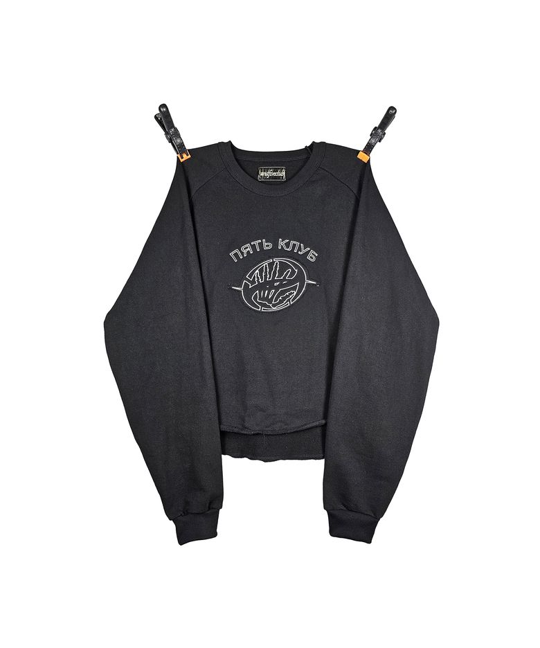 russian lettering logo sweatshirts[black]