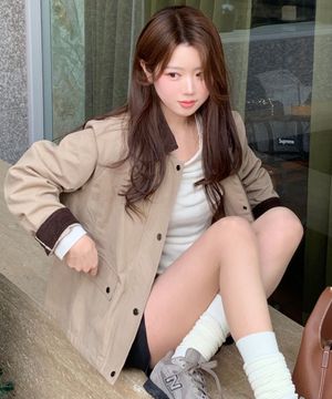 [W]옥스퍼드 카라 배색 워크 점퍼 - 3color