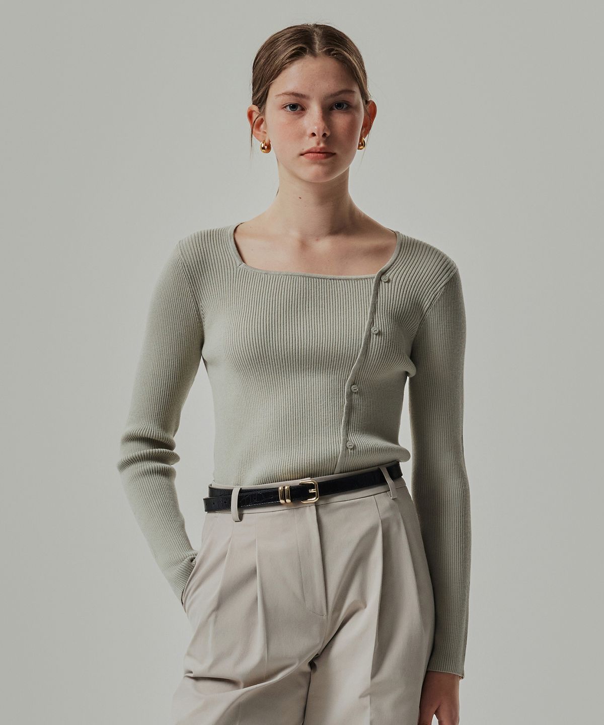 마인드브릿지 우먼(MIND BRIDGE WOMEN) [W][COUTURE]스퀘어넥버튼장식니트 - 3color MYKT6270