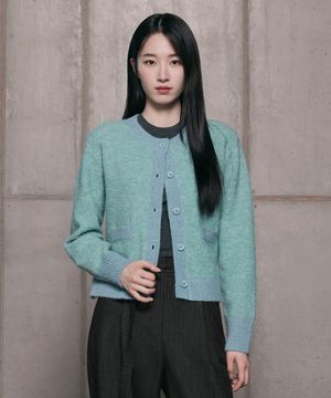 [W][에어울]라인 배색 가디건 - 2color