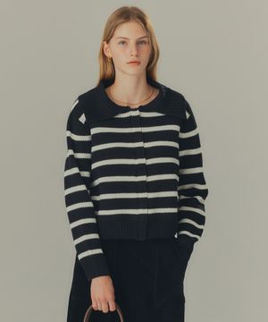 [W]스트라이프 카라 가디건 - 2color