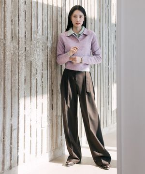 [W][COUTURE]와이드 벨티드 투턱 슬랙스 - 2color