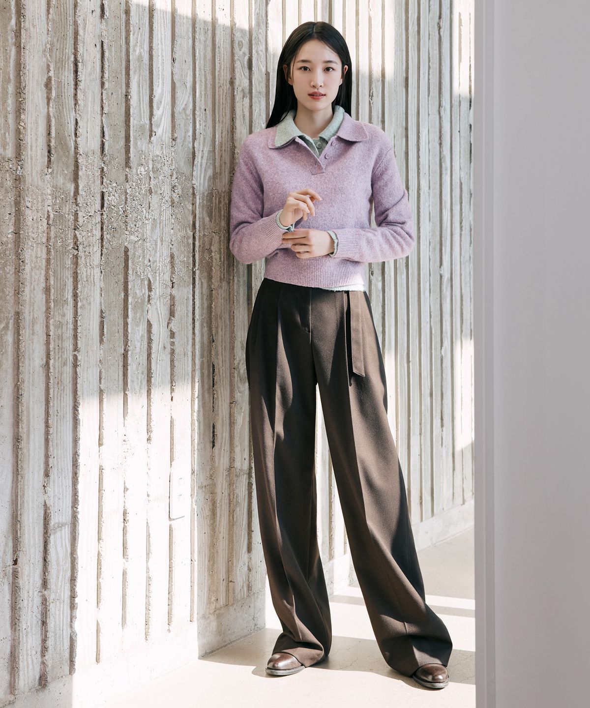 마인드브릿지 우먼(MIND BRIDGE WOMEN) [W][COUTURE]와이드 벨티드 투턱 슬랙스 - 2color