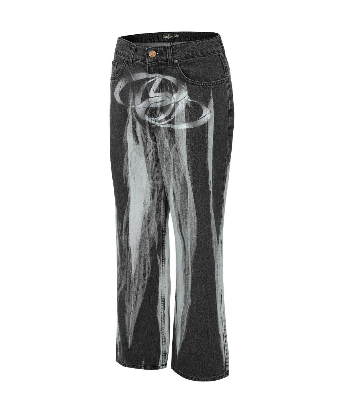엔드파이브클럽(ANDFIVECLUB) spray logo denim pants[black]