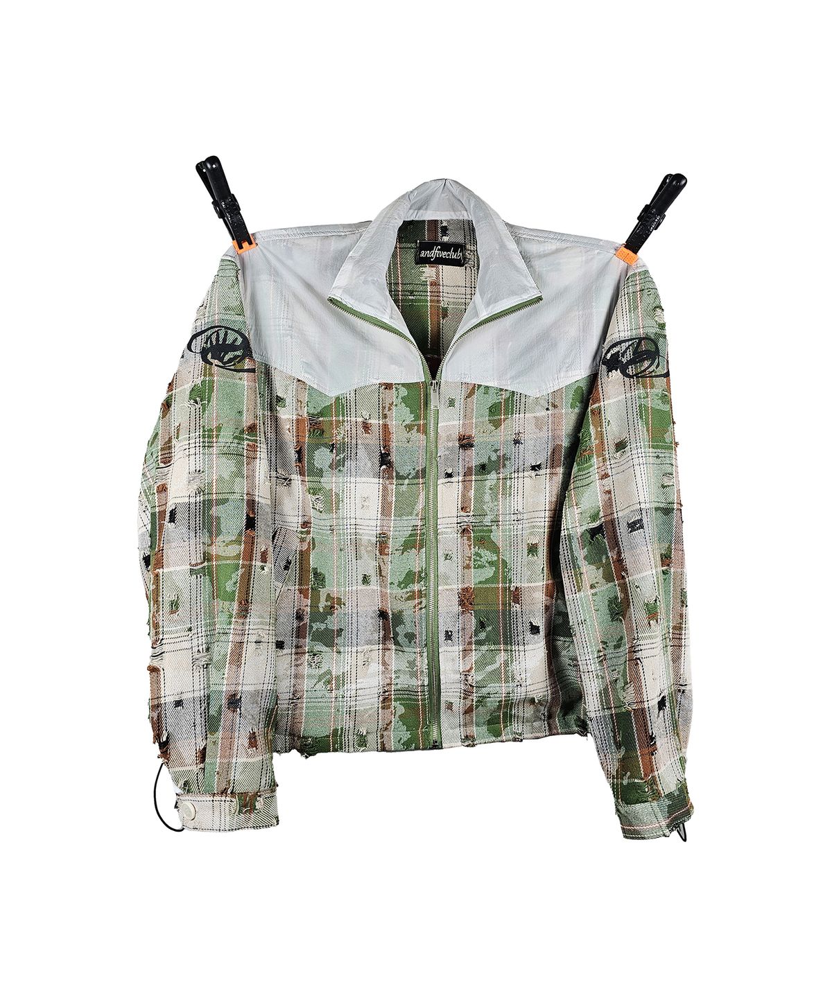 엔드파이브클럽(ANDFIVECLUB) western grunge-check shirt jacket [green]