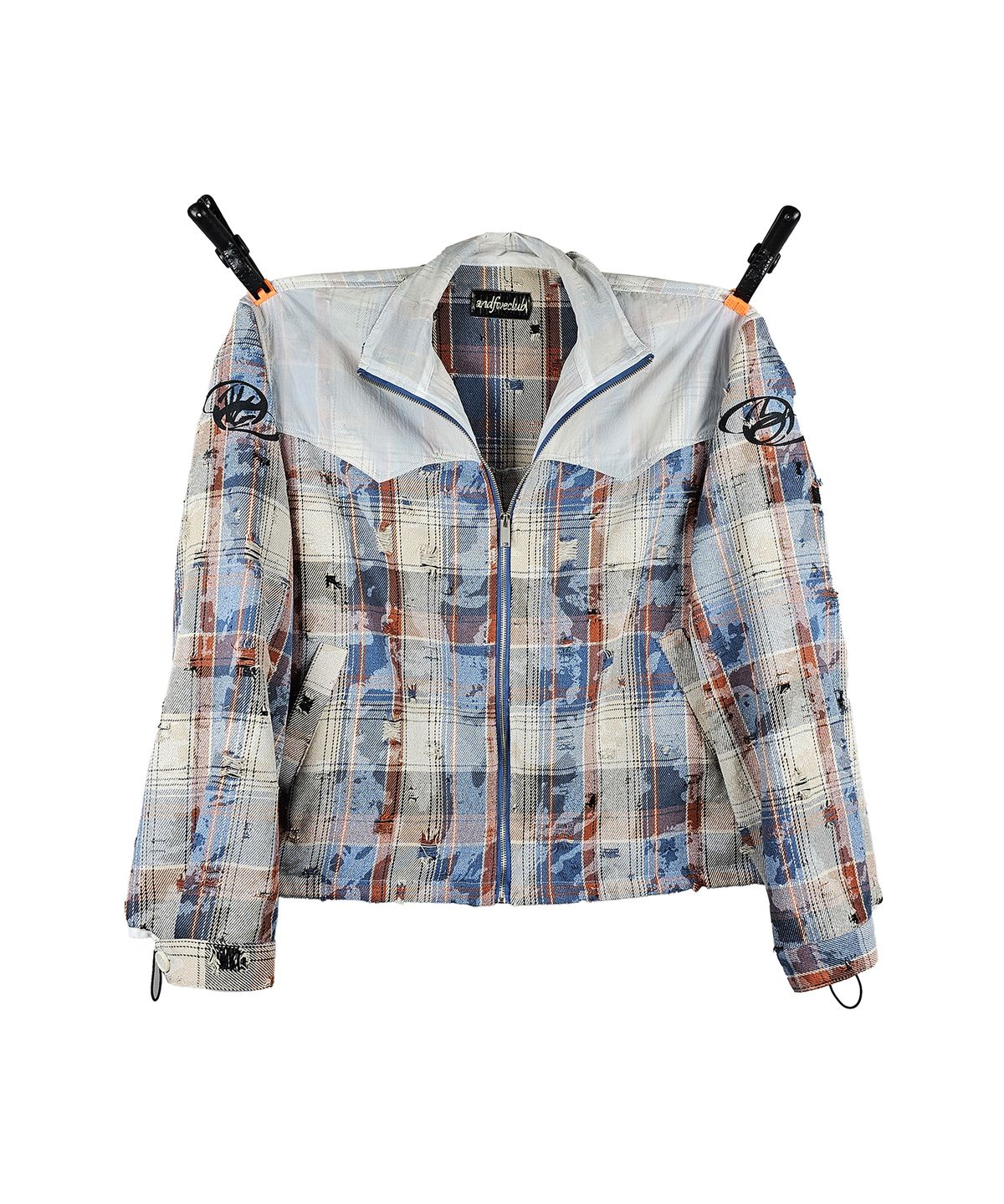 엔드파이브클럽(ANDFIVECLUB) western grunge-check shirt jacket [blue]