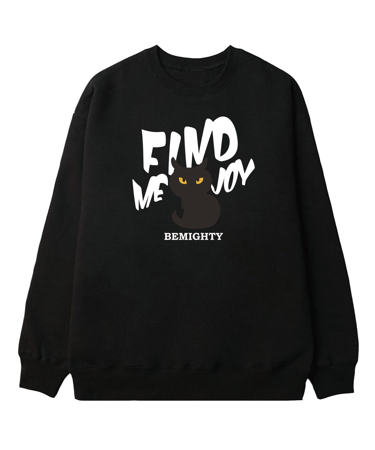 비마이티(BEMIGHTY) 비엠캣 기모 오버핏 맨투맨 [블랙]