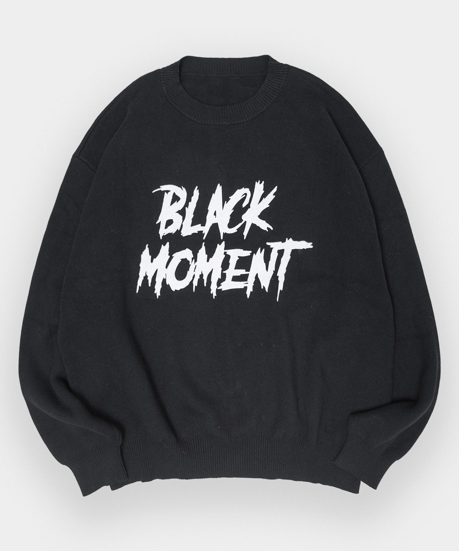 MUSINSA BLACK MOMENT Washable graphic rough logo knit pullover t - Main Image