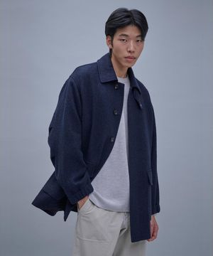 Wool Safari Coat  Navy
