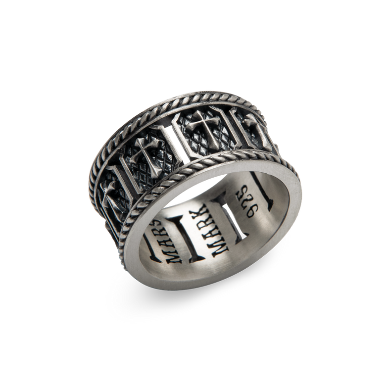 Black Cross Rope Ring