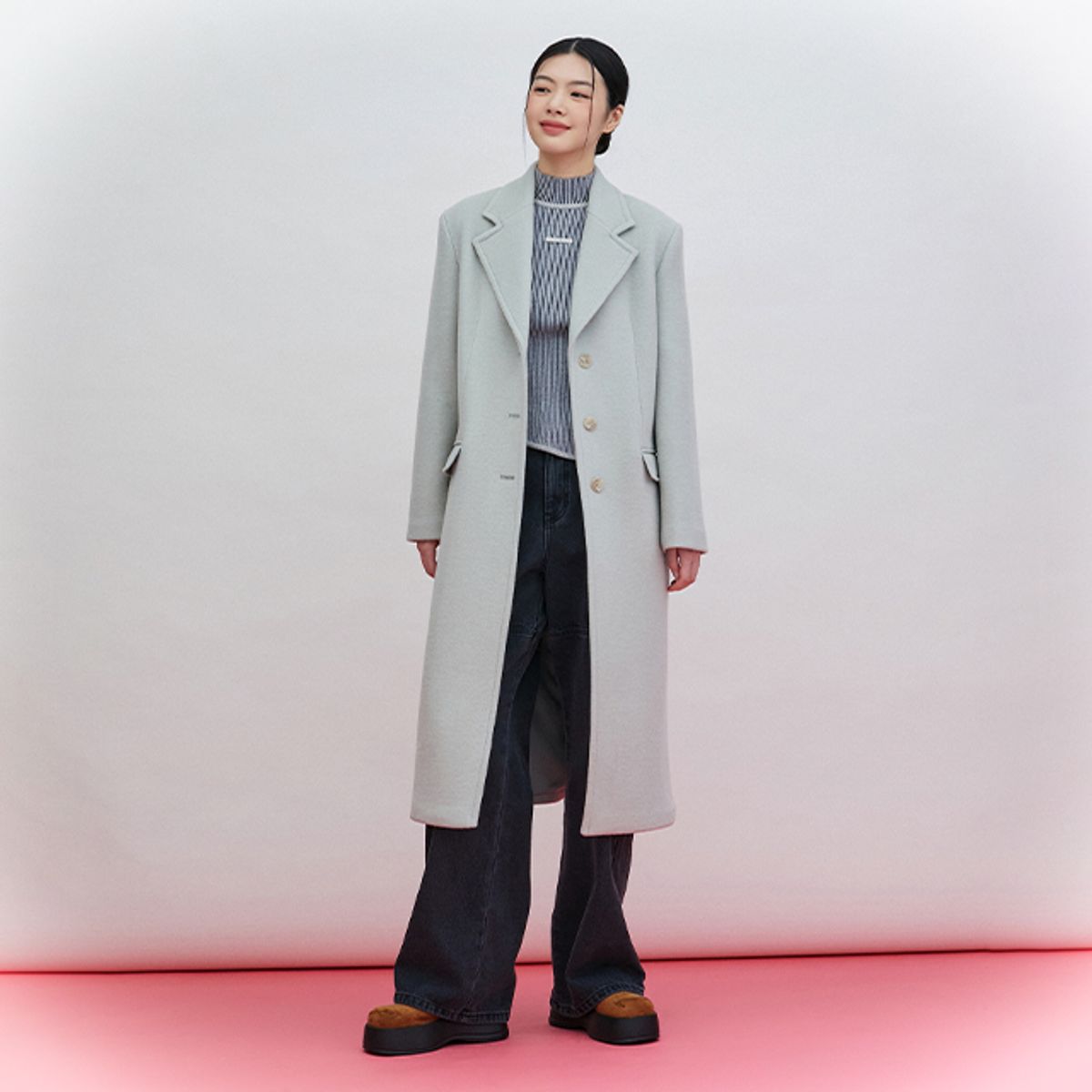 랩(LAP) 싱글 3버튼 롱코트 AQ4WTB71