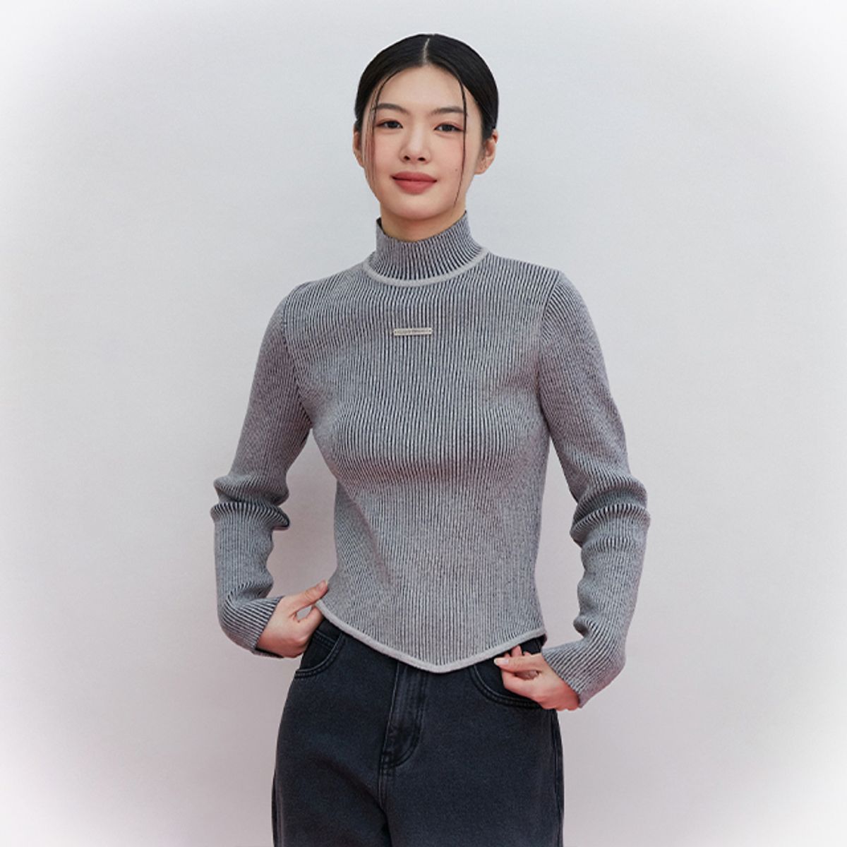 랩(LAP) 반목 투톤 언발 니트 AQ4KHB60