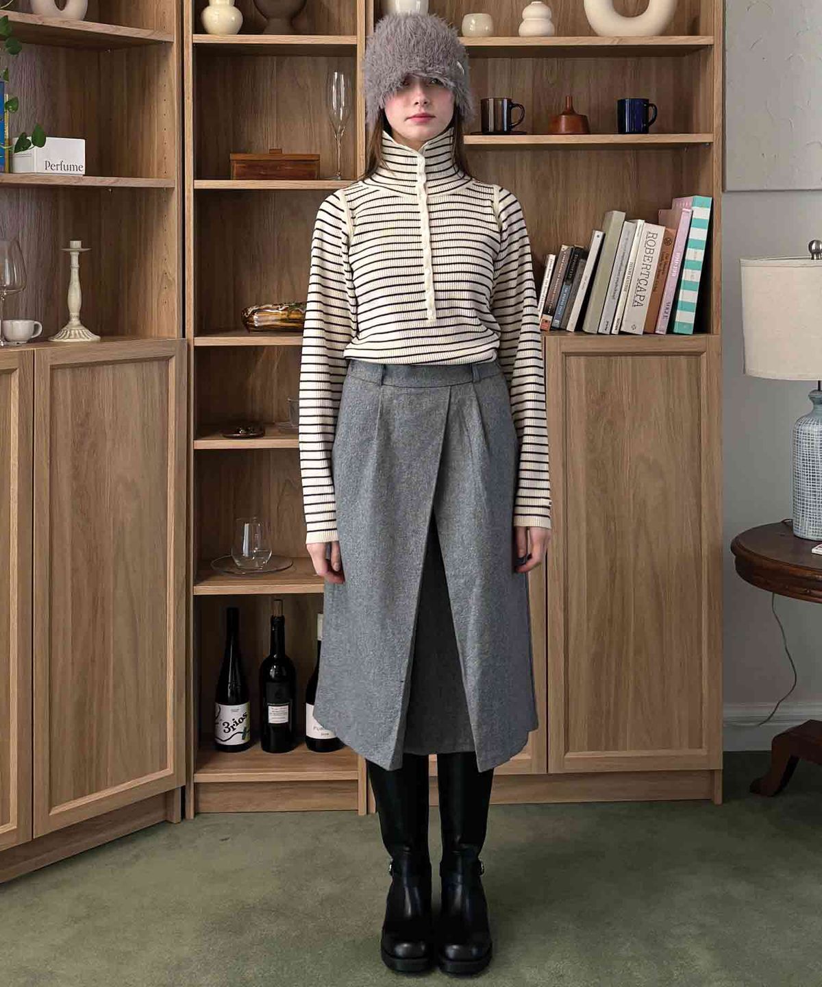 딜라이디(DELIDI) Grace wool skirt (gray)