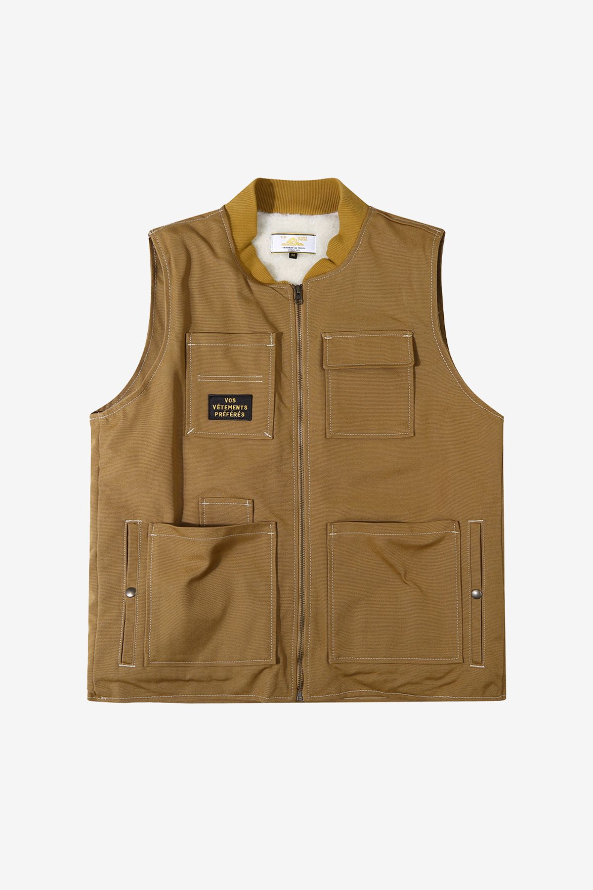 르몽생미셸(LE MONT ST MICHEL) VERSI - CANVAS SLEEVELESS JACKET_Camel
