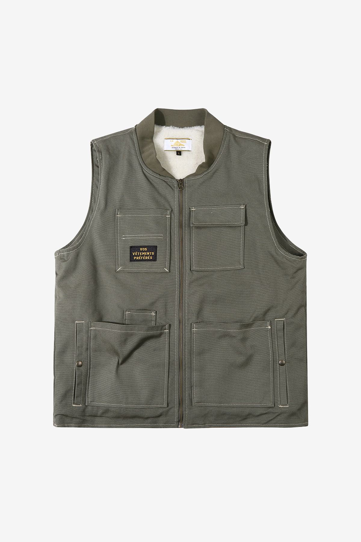 르몽생미셸(LE MONT ST MICHEL) VERSI - CANVAS SLEEVELESS JACKET_Khaki