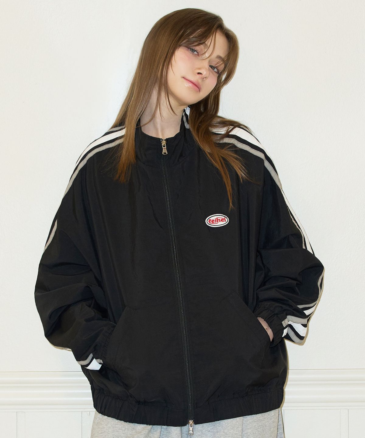 페이헤이(FEIHEI) THREE LINE NYLON JACKET BLACK