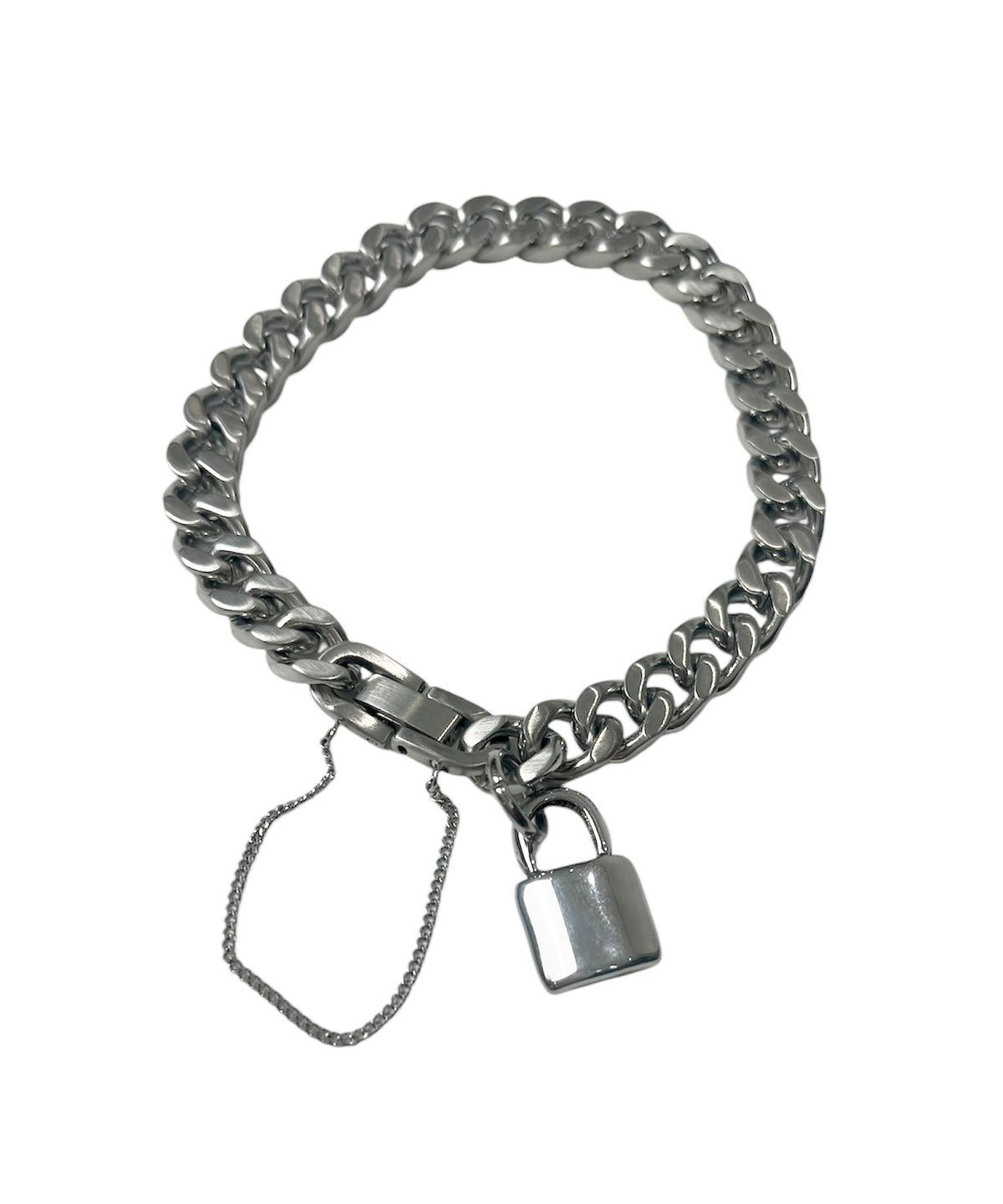 스케이터락(SK8ER ROCK) Satin Cuban Chain Surgical Steel Bracelet ((Steel))