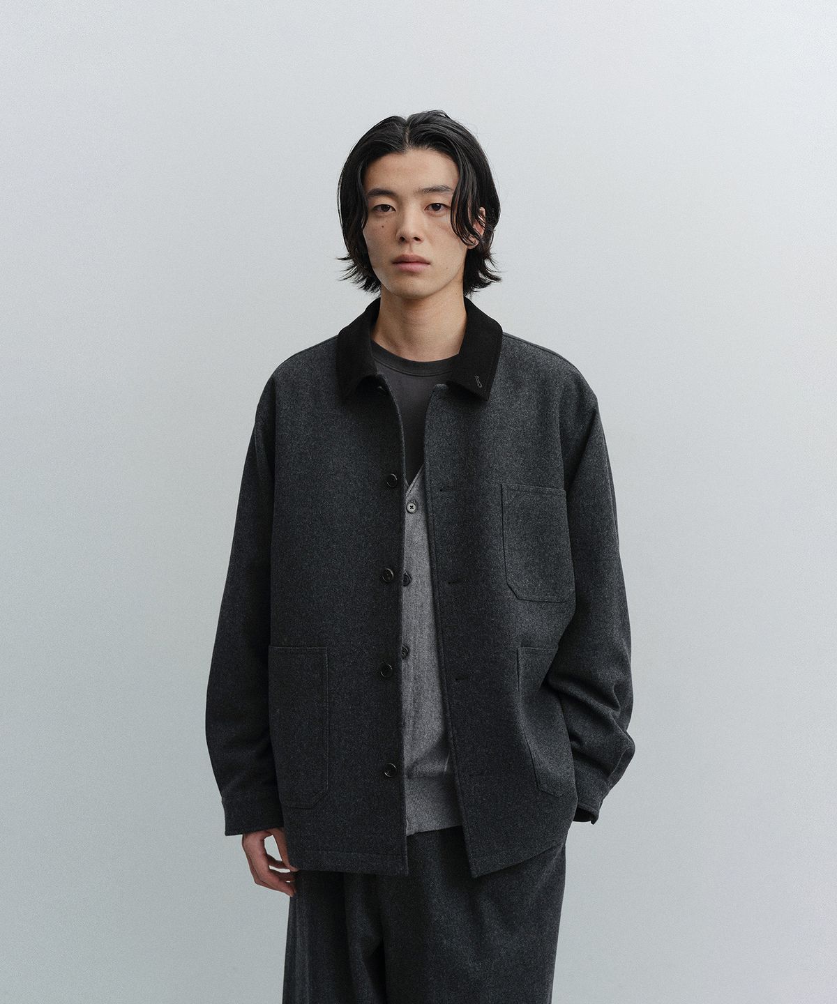 어나더 오피스(ANOTHER OFFICE) Santiago Cashmere Work Jacket (Heather Charcoal)