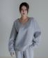 브이넥 오버핏 스웻 셔츠 멜란지그레이