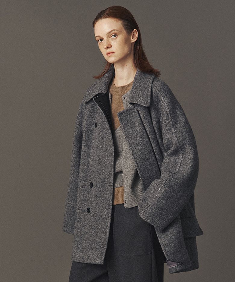 BOUCLE HALF COAT_GREY