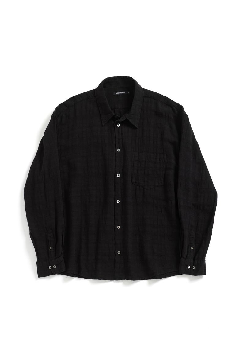 Classic Shirt Gauze Stripe Over Dyed Black